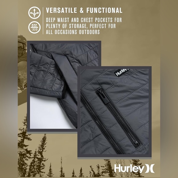 New Hurley Men's Jacket Balsam Lightweight Packable Puffer Coat Outerwear Small - Picture 12 of 13
